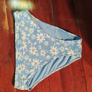 Xhilaration Light Blue White Daisy Print High Leg High Waist Bottoms Sz XL NWT